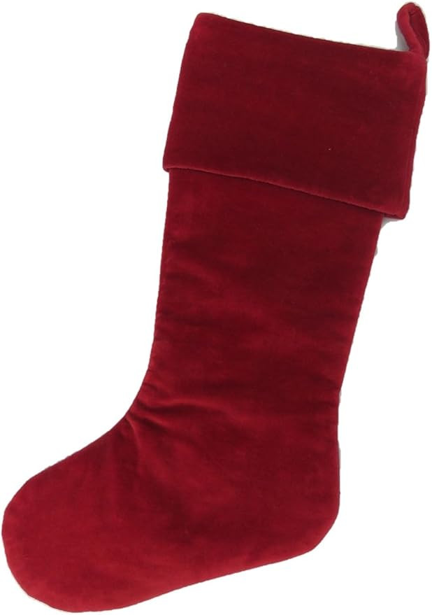 ARCADIA HOME SV10R Velvet Christmas Stocking, 20", Red | Amazon (US)