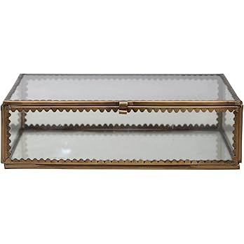 Creative Co-Op Brass and Glass Display Box with Scalloped Edges, Antique Finish | Amazon (US)