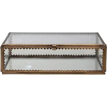 Creative Co-Op Brass and Glass Scalloped Edges, Antique Finish Display Box | Amazon (US)
