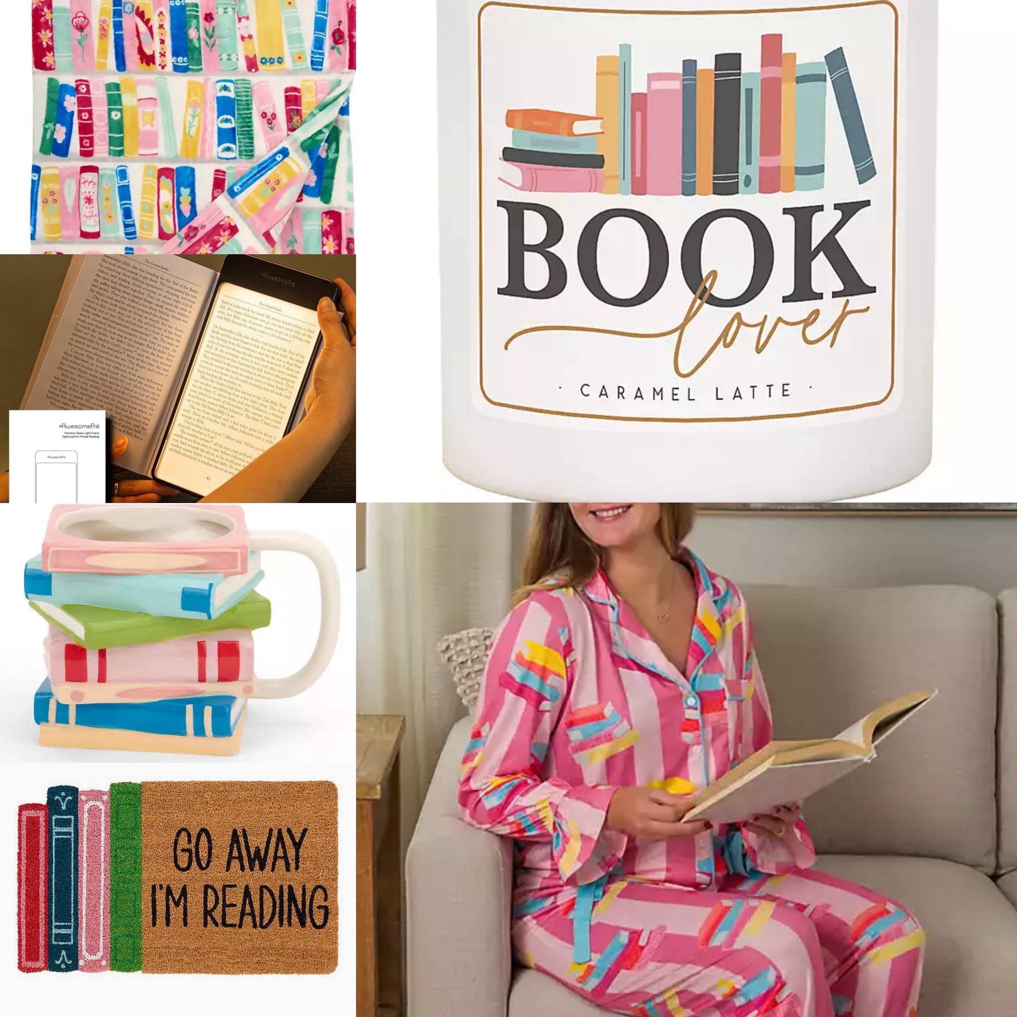 Gift ideas for the book lover
For the reader in your life
Candle
Book pajamas
Door mat
Book worm
Blanket
Mug
Reading light 
Amazon
Kirklands
Book club
Sale

#LTKHoliday #LTKCyberWeek #LTKGiftGuide
