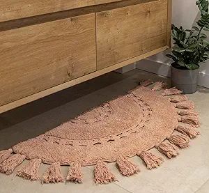 BIEN BEAU Half Circle Bohemian Bathroom Rug with Tassels & Crochet Insert -Coquette Inspired - 10... | Amazon (US)