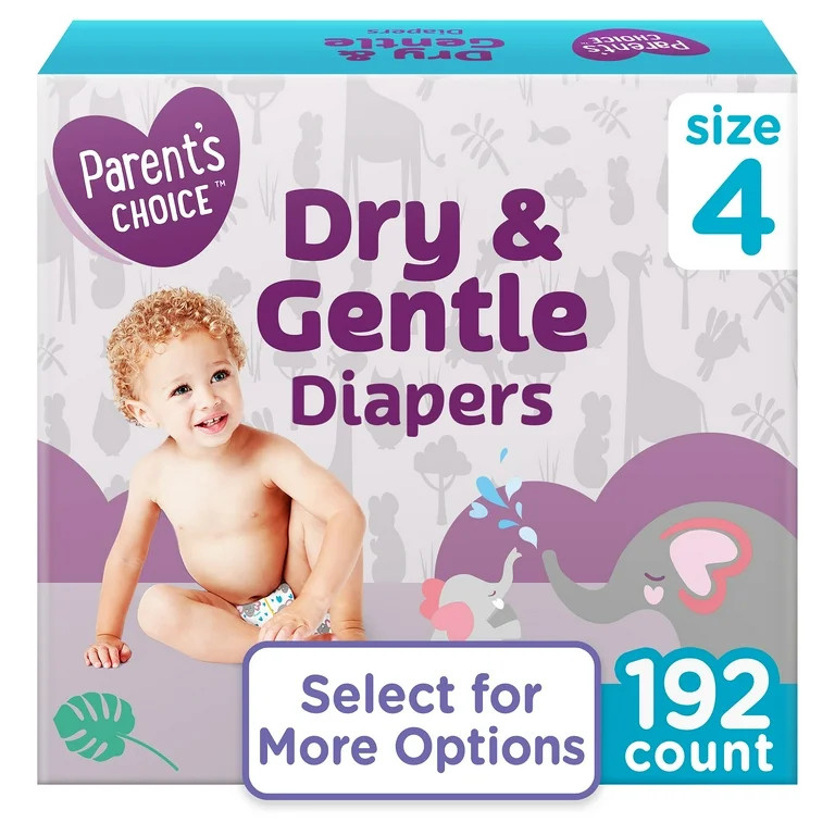 Parent's Choice Dry & Gentle Diapers Size 4, 192 Count (Select for More Options) | Walmart (US)