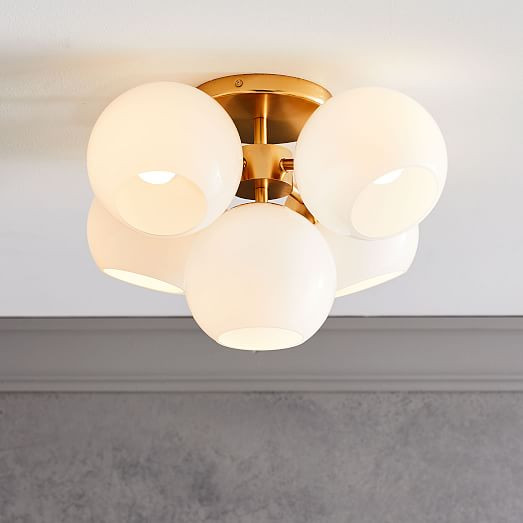Staggered Glass 5-Light Flushmount - Milk | West Elm (US)
