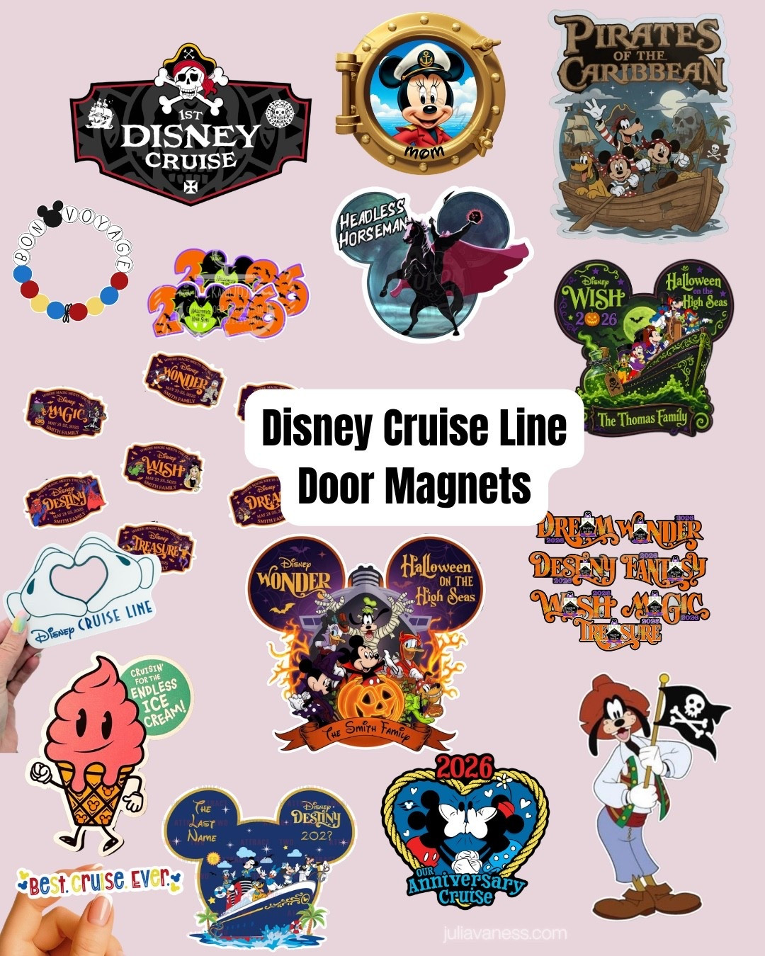 Magnets galore for your next Disney cruise!! #dcl #disneycruise #disneycruiseline #disneycruisedecor #doormagnets #cruising #cruisedoormagnets #familycruise