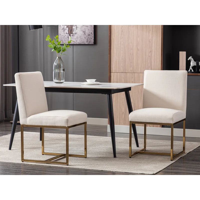 Nezih Linen Solid Back Side Chair (Set of 2) | Wayfair North America