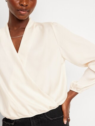 Wrap-Front Satin Top | Old Navy (US)