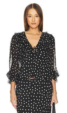 RIXO Lasca Top in Bohemia Spot Black from Revolve.com | Revolve Clothing (Global)