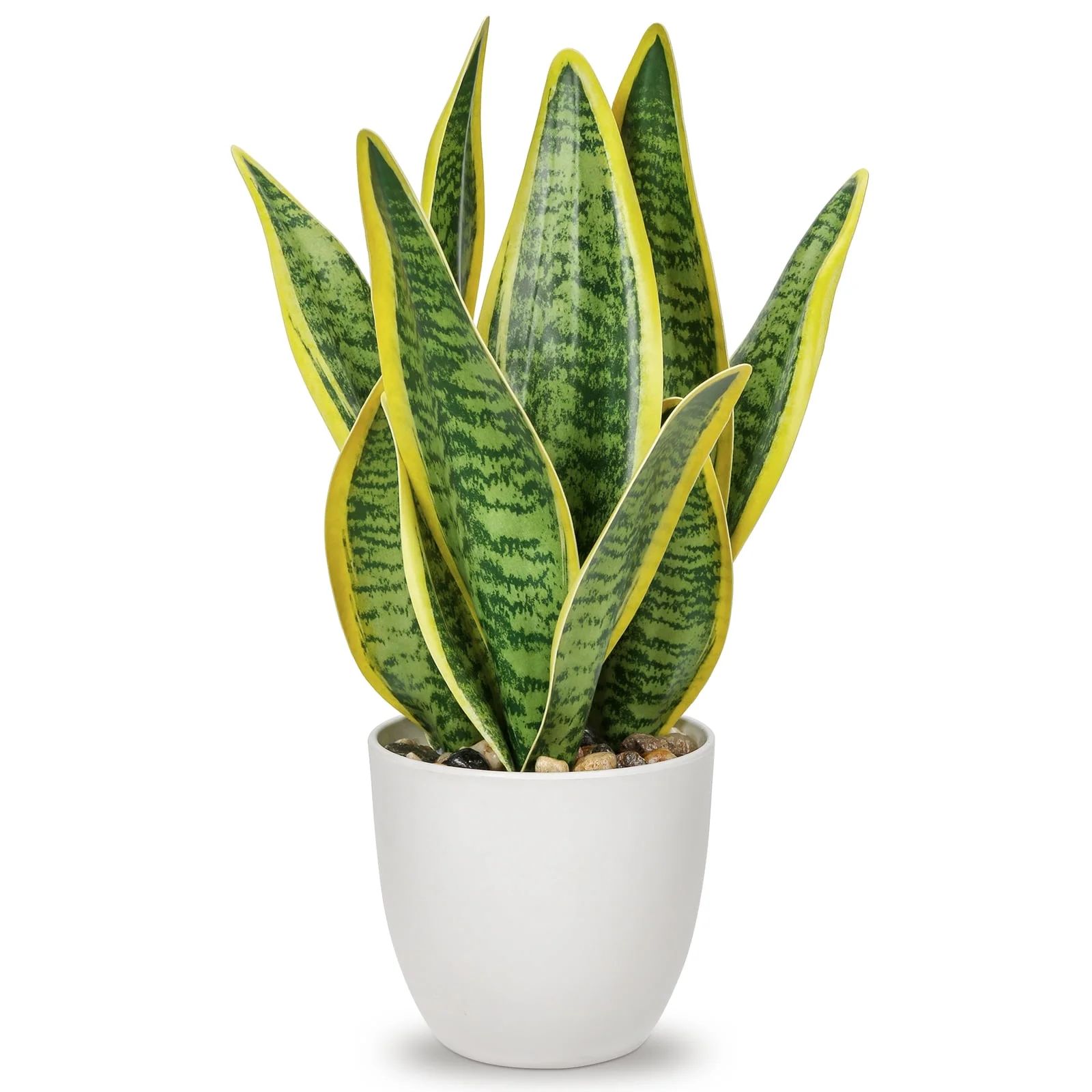 13" Artificial Snake Plant Potted Faux Sansevieria Trifasciata Plants Tropical Fake Plants in Whi... | Walmart (US)