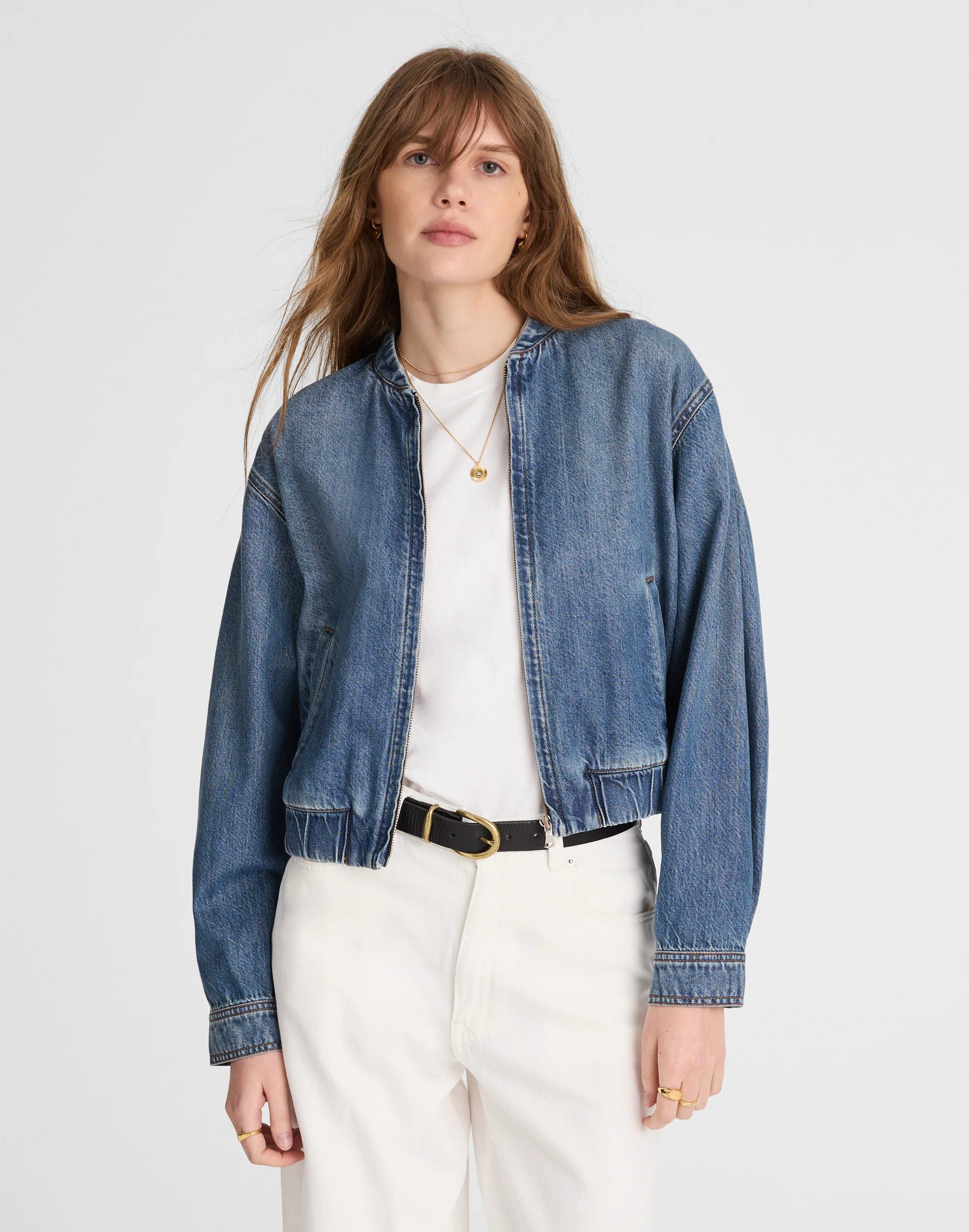 Zip-Up Bomber Jacket in Airy Denim | Madewell