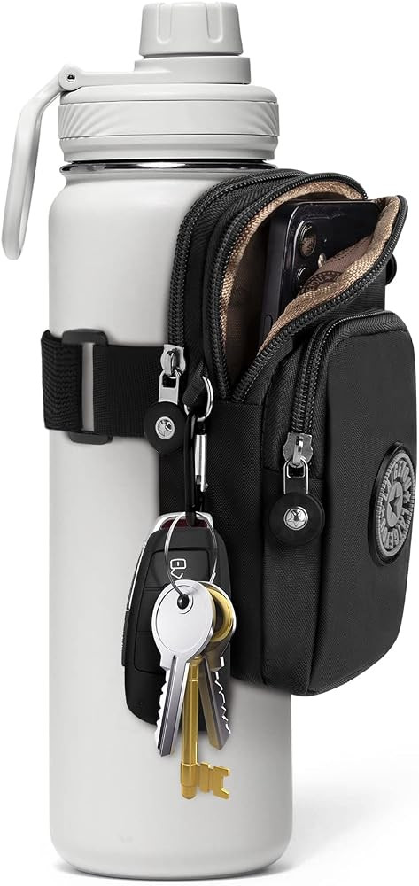 Bottle Pouch Gym Water Caddy with Phone Holder, Water Bottle Sleeve Bag with Pocket for Cards, Keys, | Amazon (US)