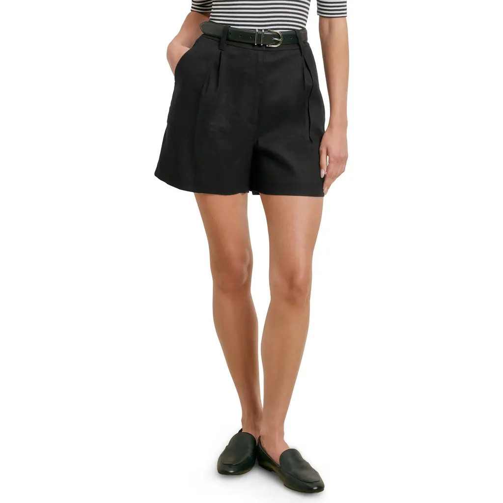 Favorite Daughter The Favorite Linen Blend Shorts in Black at Nordstrom, Size 0 | Nordstrom
