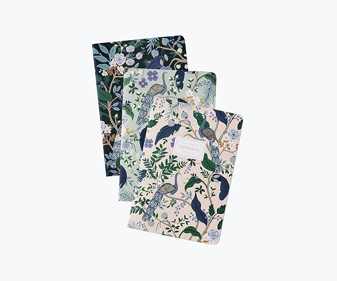 RIFLE PAPER CO. Peacock Stitched Notebook Set, Assorted Set Of 3 Notebooks, 64 Ruled Pages With G... | Amazon (US)
