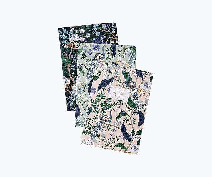 RIFLE PAPER CO. Peacock Stitched Notebook Set, Assorted Set Of 3 Notebooks, 64 Ruled Pages With G... | Amazon (US)