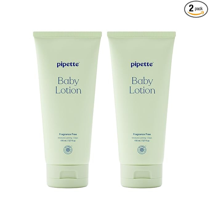 Pipette Baby Lotion, Fragrance Free, 5.7 fl oz (Pack of 2), Unscented Baby Lotion for Newborn, Se... | Amazon (US)
