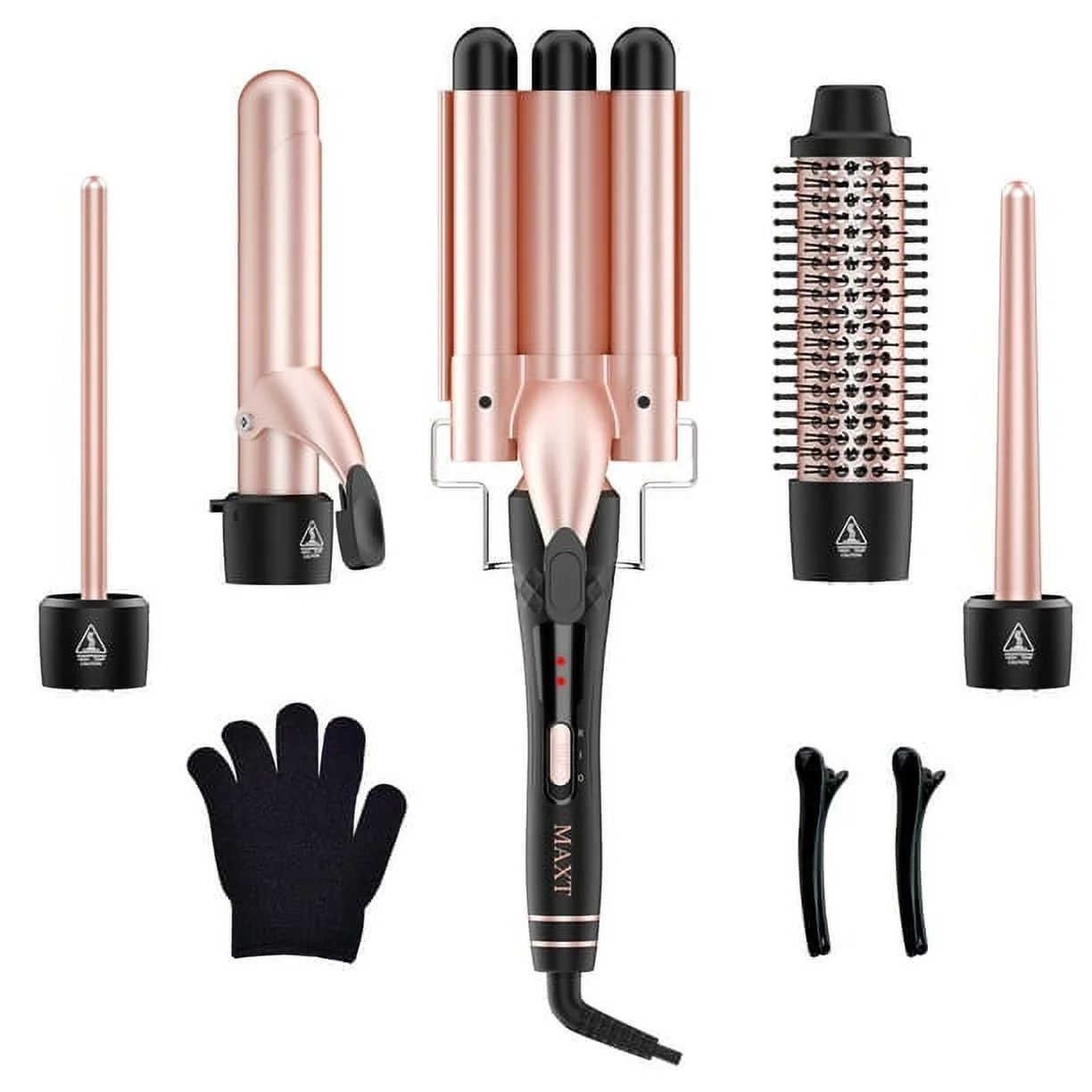 Curling Iron Set, MAXT 5 in 1 Curling Wand Set Interchangeable Triple Barrel Curling Iron and Cur... | Walmart (US)