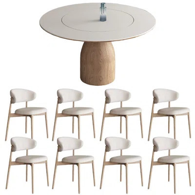 Solid Wood Rock-Plate Round Dining Table Chair Set Round Dining Set | Wayfair North America