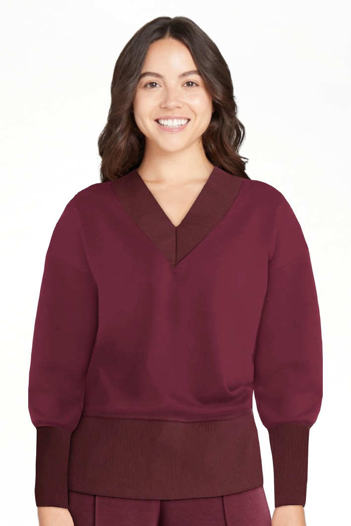 Scoop Women's and Women's Plus New Scubaknit V Neck Sweatshirt, Sizes XS-4X | Walmart (US)