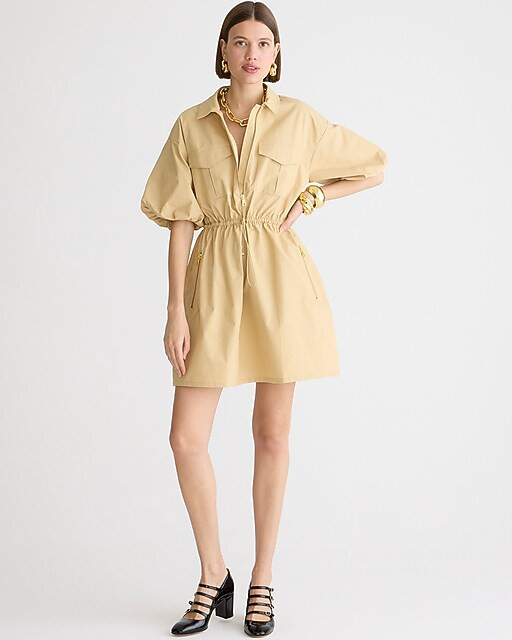Puff-sleeve mini dress in cotton poplin | J. Crew US