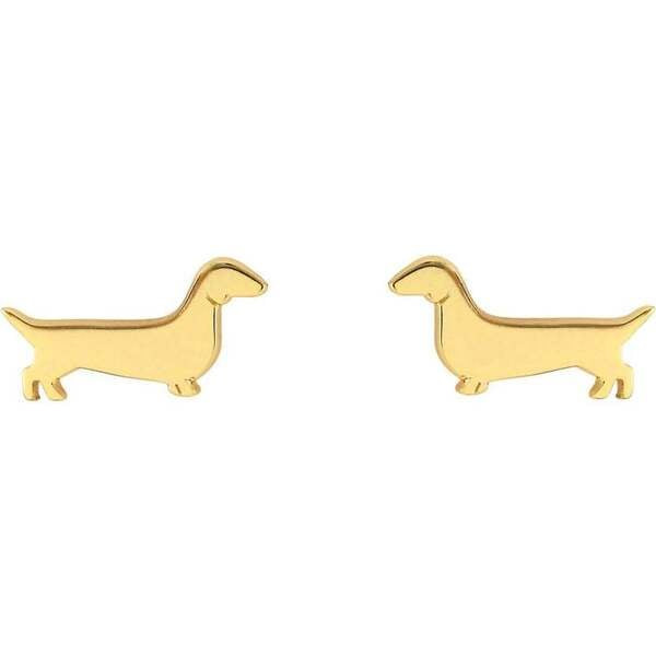 Weiner Dog Stud Earrings, Gold | Maisonette