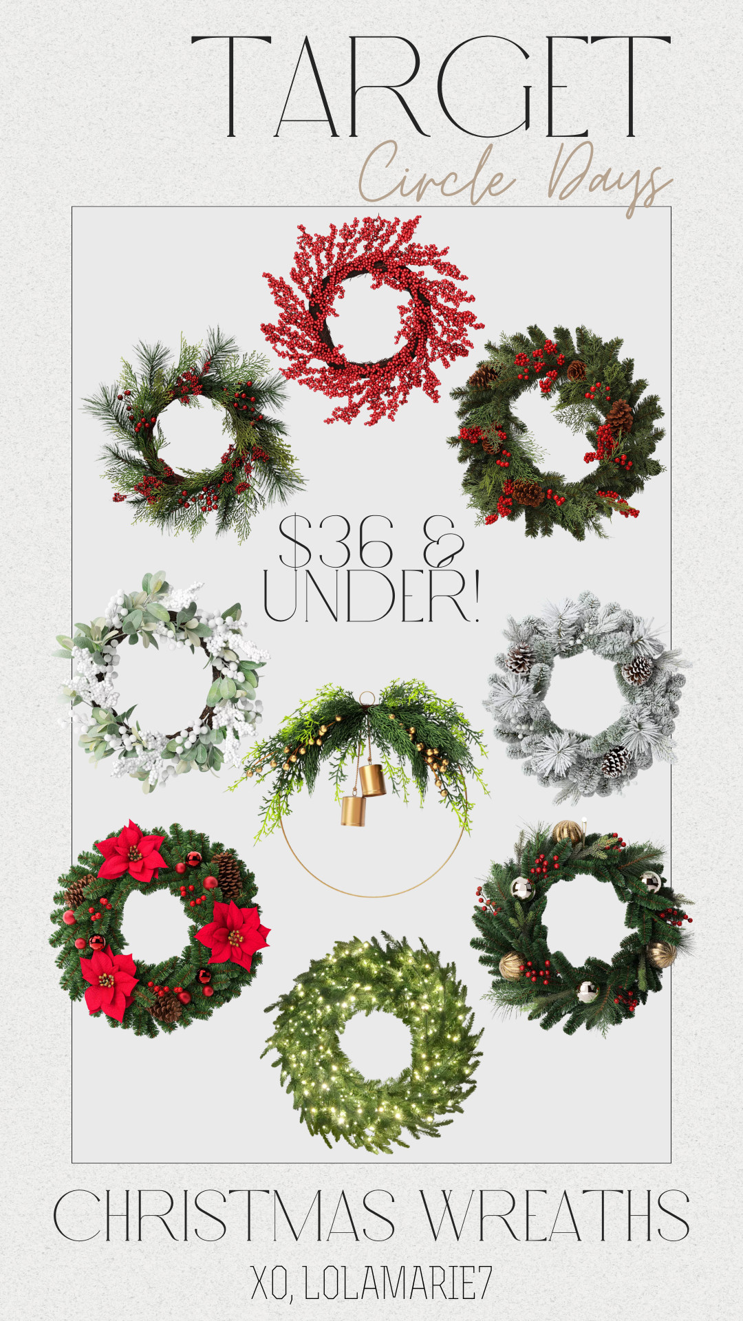 Christmas Wreaths $36 and under for Target Circle Days! 

#christmas #christmaswreath #holidaydeals #targetcircle 

 #LTKSeasonal #LTKHome #LTKFindsUnder50