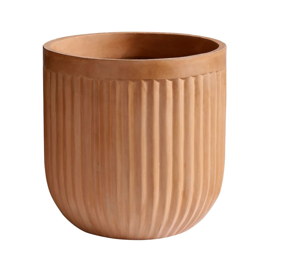 Concrete Fluted Planter Terra Cotta Large | Pottery Barn (US)