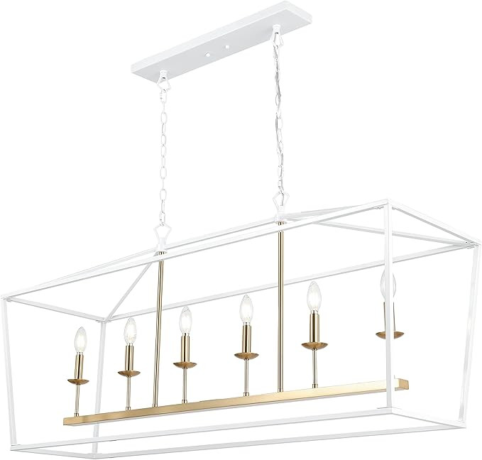 JONATHAN Y JYL7439E Pagoda 49" 6 Light Linear Classic Traditional Metal LED Pendant Farmhouse Din... | Amazon (US)