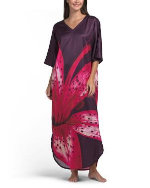 Large Floral Printed Satin Caftan | TJ Maxx