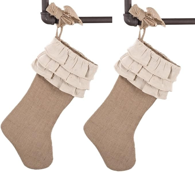 Fennco Styles Capucine Ruffled Holiday Design Burlap Holiday Décor Christmas Stockings 13" W x 1... | Amazon (US)