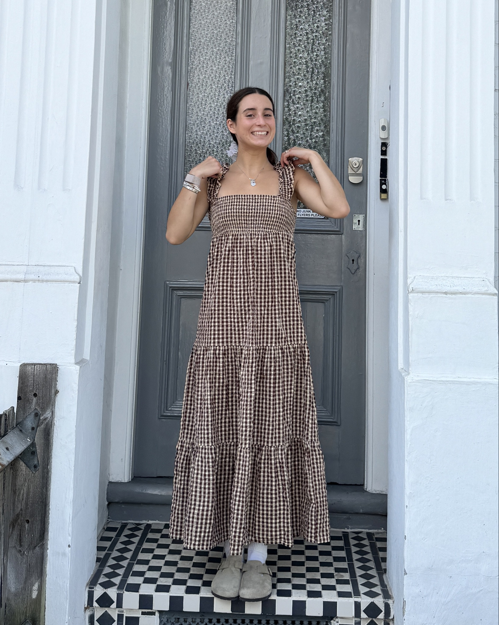 Gingham tiered summer dress 🌷