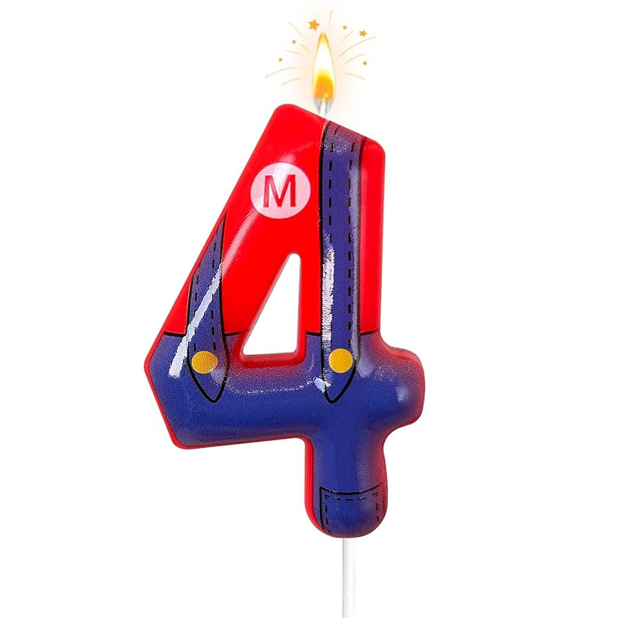 Boys and Girls Red and Blue Digital Birthday Candles, Birthday Cake Party Decorations, Cartoon Ga... | Amazon (US)