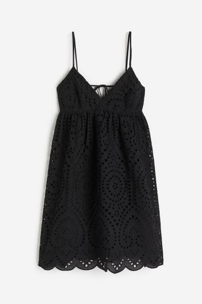 Dress with Eyelet Embroidery - Black - Ladies | H&M US | H&M (US + CA)