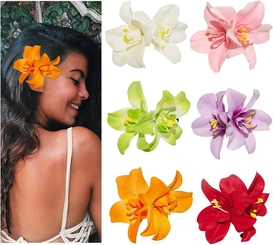 Generic 6 Colors Artificial Flower Hair Clips, Bohemian Flower Hairpin Hawaiian Hairpin for Seasi... | Amazon (US)