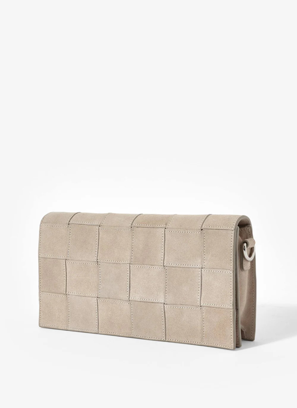Avi Neutral Suede Woven Clutch | Mint Velvet
