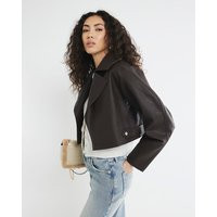 River Island Womens Brown Faux Leather Cropped Trench Coat | River Island UK & IE