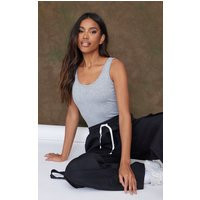 Grey Jersey Cut Out Back Bodysuit | PrettyLittleThing UK