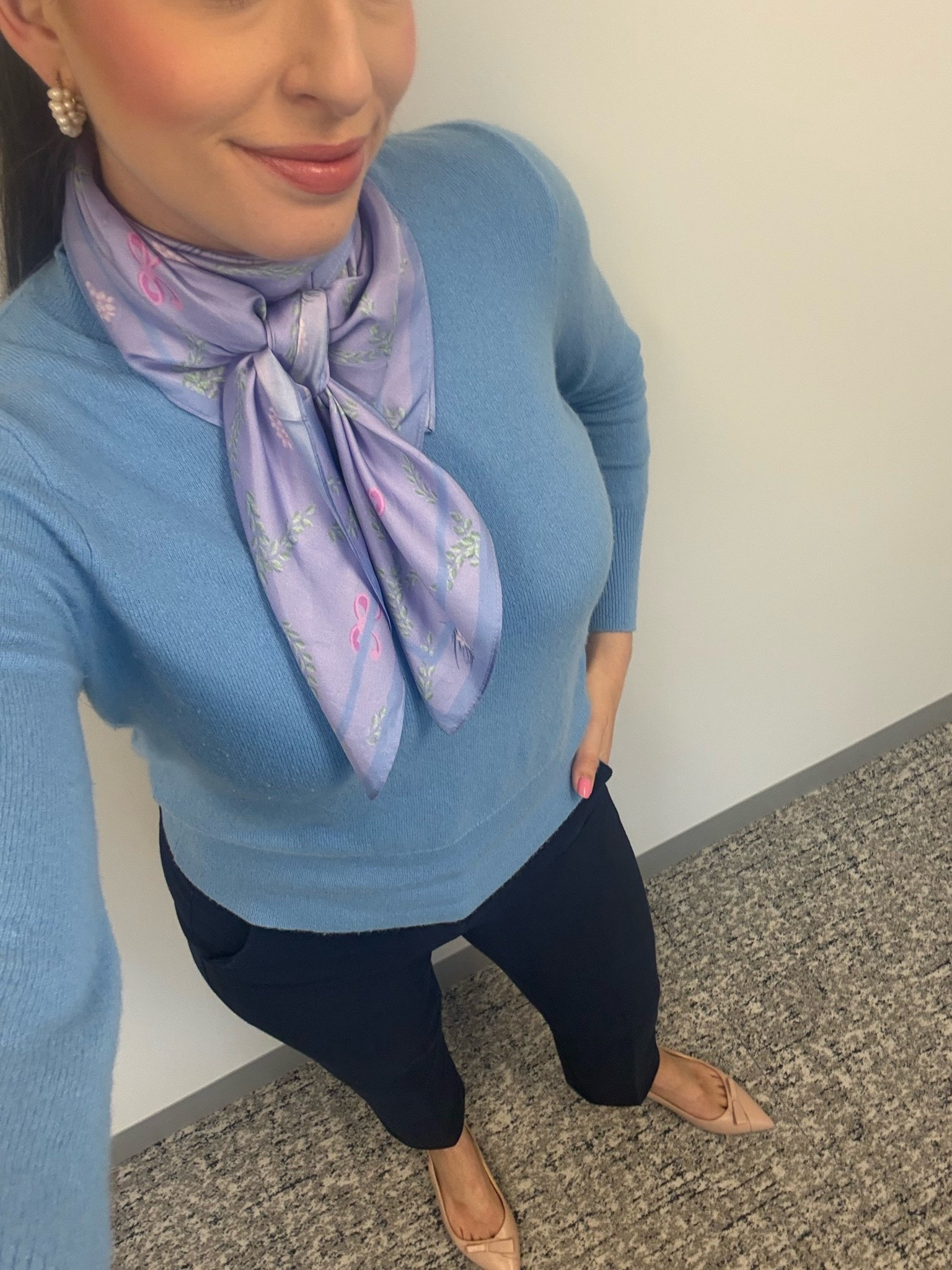 Office style, office outfit, business casual, business professional, workwear, spring workwear, lawyer, attorney, law firm style, cashmere sweater, silk scarf, work pants, comfortable work pants, spring work clothes

#LTKootd #LTKWorkwear #LTKTall