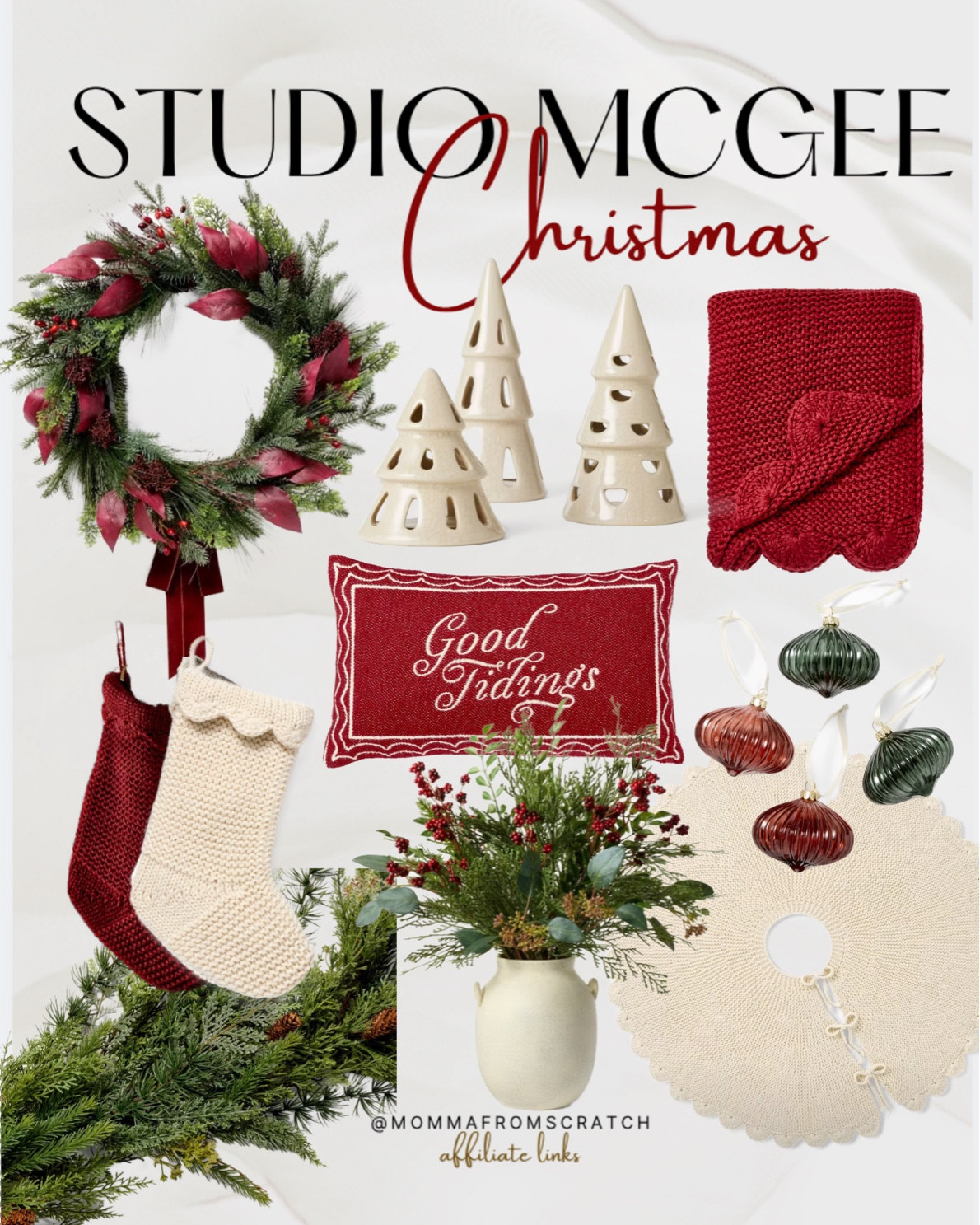 New Christmas decor from studio McGee threshold target holiday decor. Knit blanket, knit stockings, cedar garland, tree skirt, Christmas wreath, ceramic trees

#LTKHome #LTKSeasonal #LTKFindsUnder50