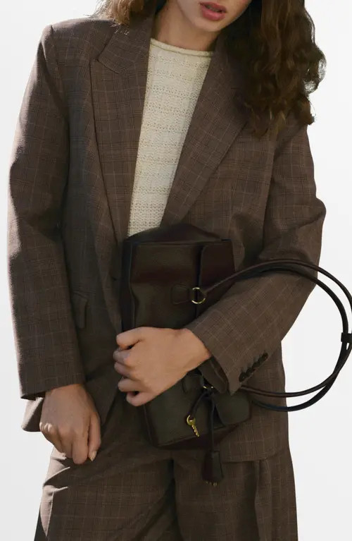 MANGO Check Suit Blazer in Medium Brown at Nordstrom | Nordstrom