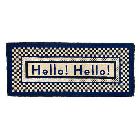 Hello Double Door Entrance Mat - Royal | MacKenzie-Childs