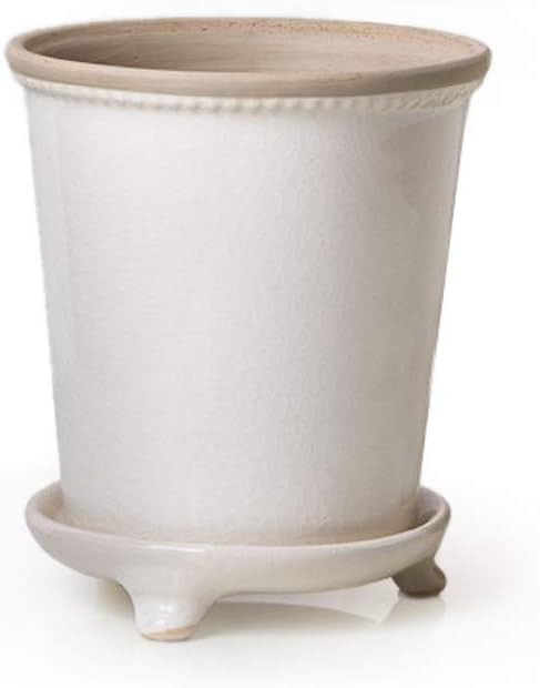 Serene Spaces Living White Vintage Flower Pot, Antique Ceramic Plant Pot and Saucer, Planter with... | Amazon (US)