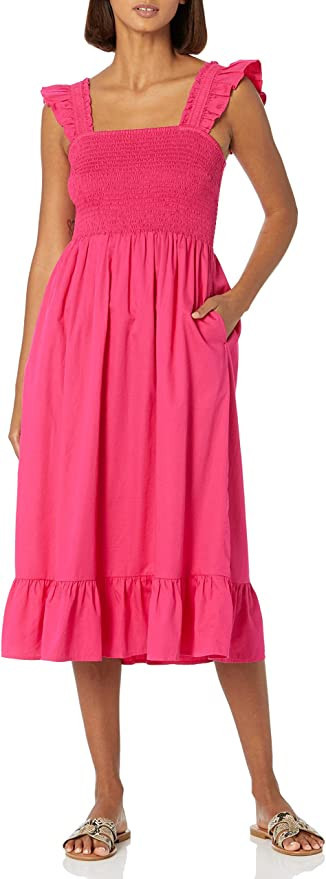 The Drop Women's Kimi Ruffled-Shoulder Smocked Midi Dress | Amazon (US)