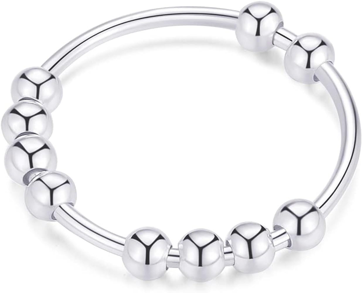 925 Sterling Silver Anti Anxiety Ring for Women Men Fidget Rings for Anxiety Anxiety Ring with Beads | Amazon (US)