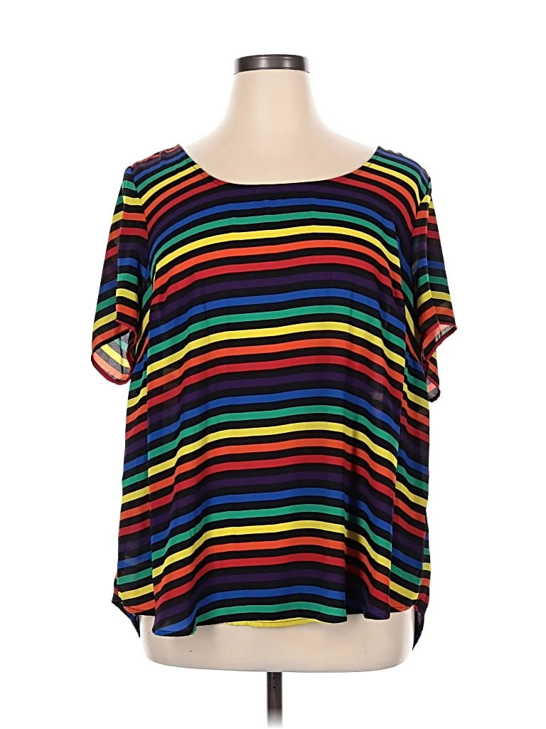 Torrid 100% Polyester Stripes Black Short Sleeve Top Size 2X Plus (2) - 27% off | ThredUp (US)