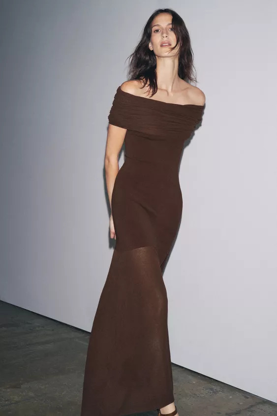 STRICKKLEID MIT OFF-SHOULDER-PARTIE | Zara DE