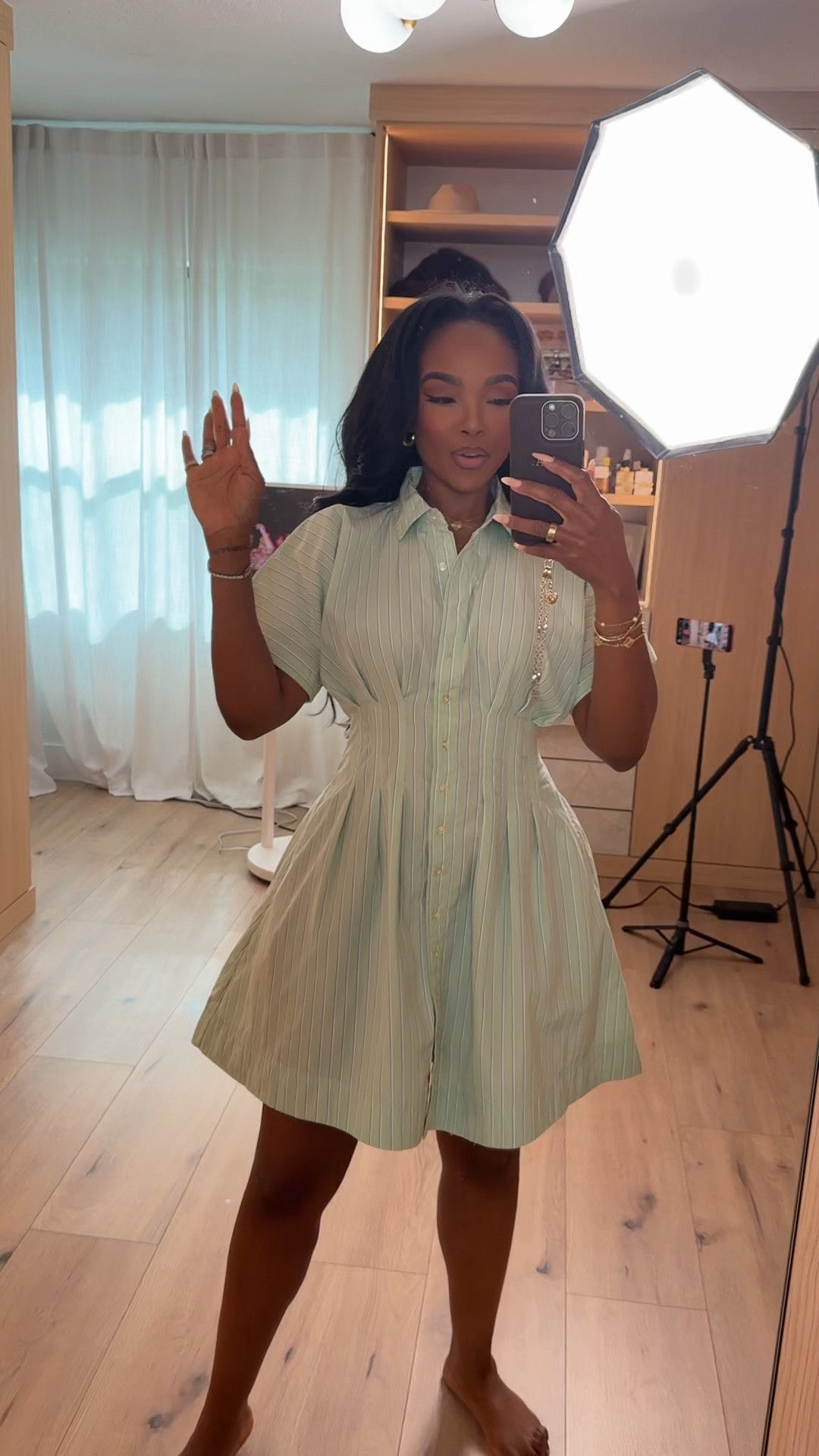 Scroll to shop this easy breezy mini dress 💚

This striped button-down mini dress gives a flattering cinched waist with a flowy skirt that moves beautifully—such an effortless throw-on piece you’ll reach for again and again, making it a staple where the cost per wear keeps dropping.

Perfect for brunch, vacation outfits, casual days, or running errands in style.

📏 Measurements: 5’4”, 140 lbs, 34D bust, 27” waist, 40” hips

Follow me on Instagram and YouTube @kirasfashionfinds

#LTKgrwm #LTKPetite