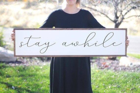 Stay Awhile Wood Sign Farmhouse Decor Sign  Family Room | Etsy | Etsy (US)
