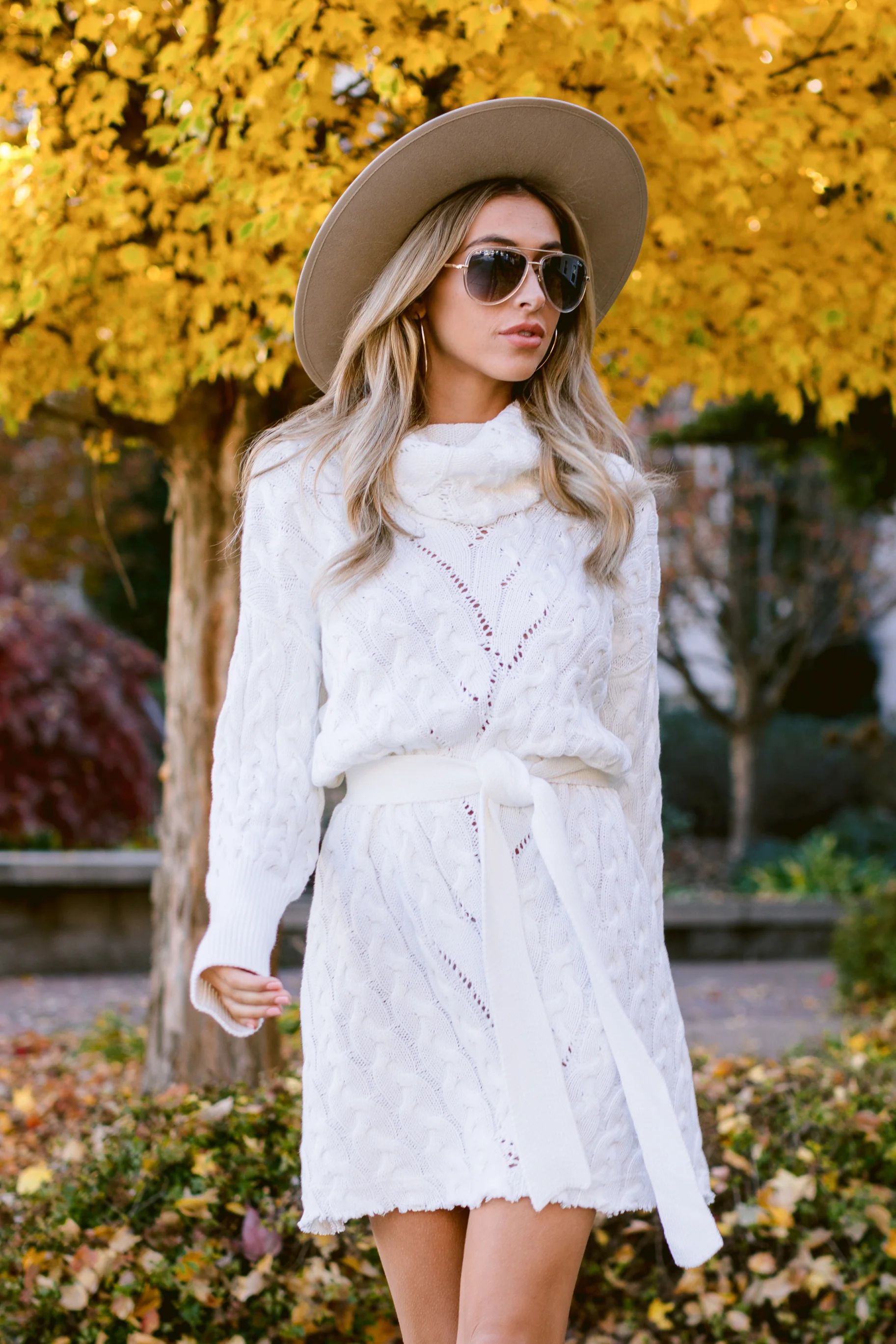 Ready Willing And Cable Knit Ivory Sweater Dress | Red Dress 