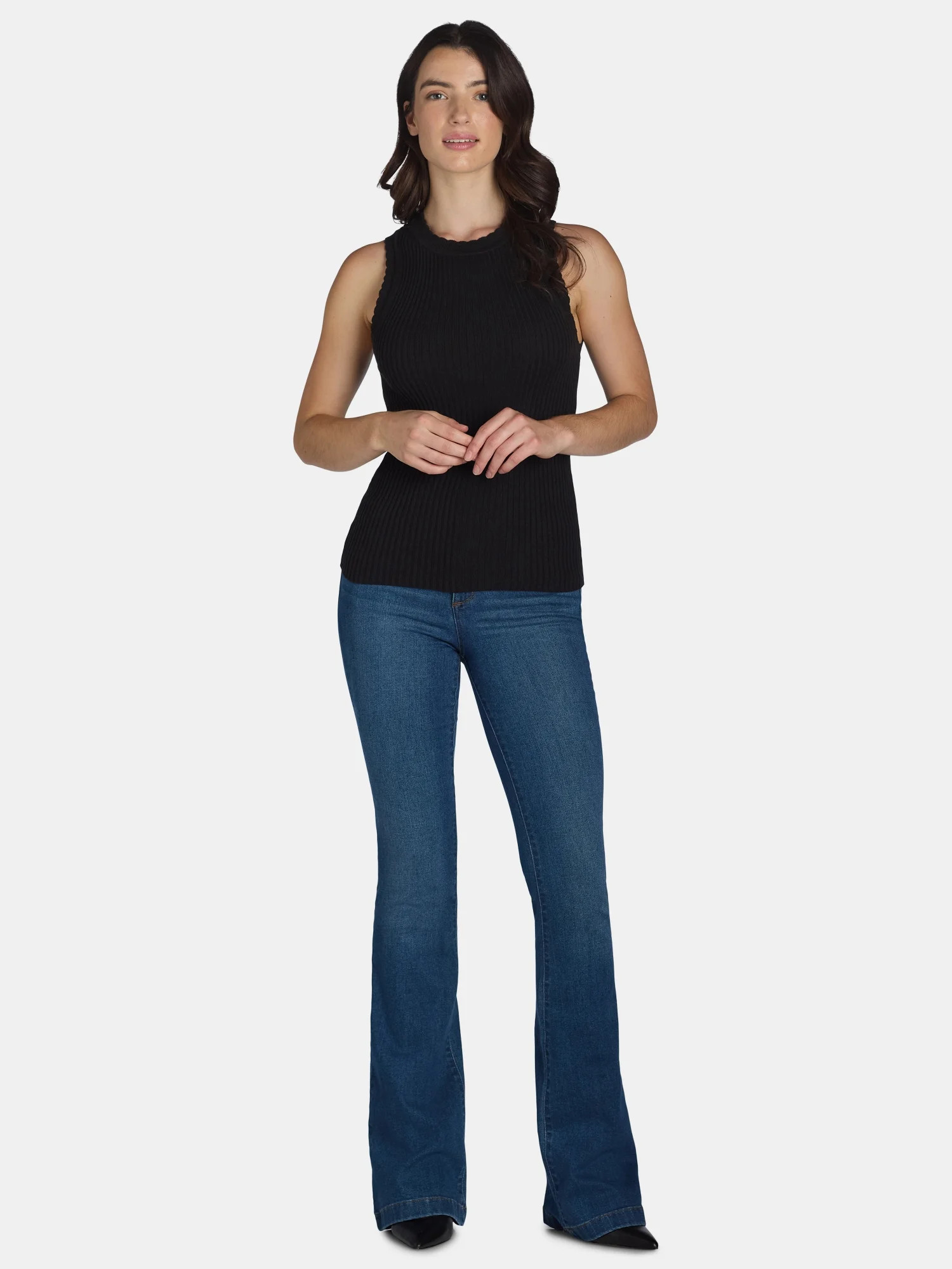 Free Assembly Women’s Scallop Trim Sleeveless Sweater, Lightweight, Sizes XS-XXL | Walmart (US)