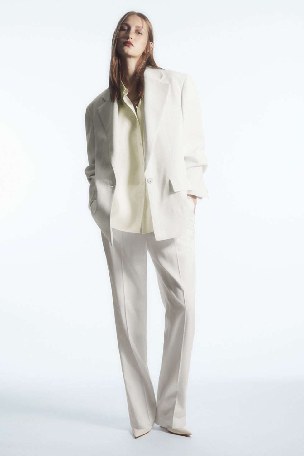 LOW-RISE STRAIGHT-LEG CREPE TROUSERS - OFF WHITE - COS | COS UK