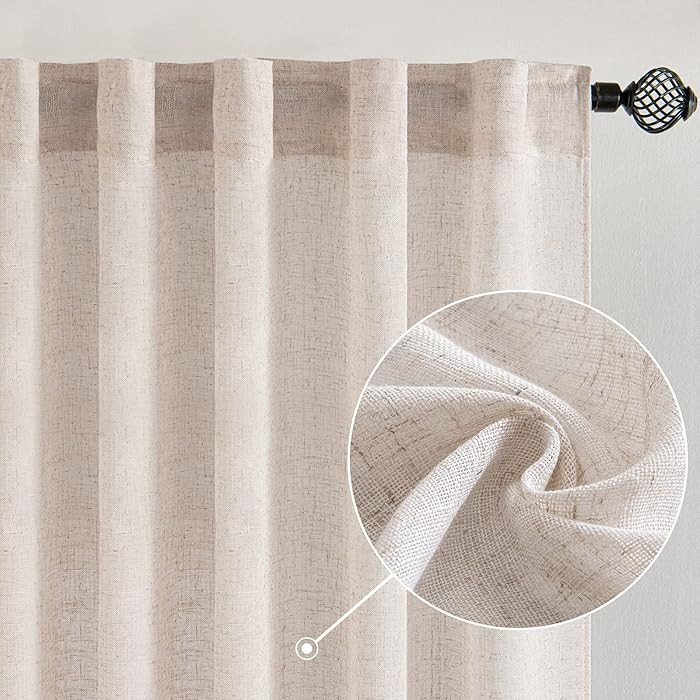 MIULEE Natural White Linen Curtains 90 Inch Length 2 Panels for Bedroom Living Room, Soft Thick L... | Amazon (US)